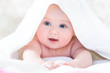 Photo: baby under the white blanket baby under the white blanket