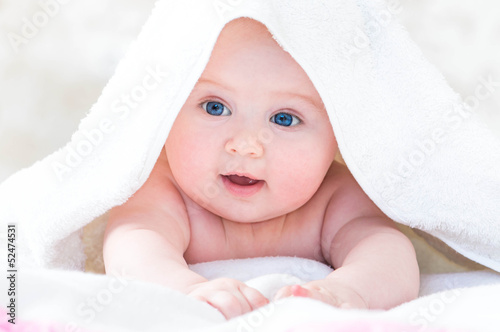 Photo: baby under the white blanket baby under the white blanket