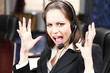 Call center operator at work.