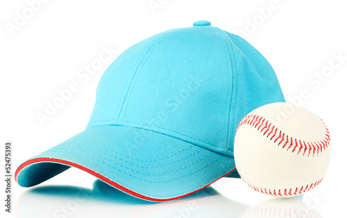 Photo: Blue peaked cap isolated on white Blue peaked cap isolated on white