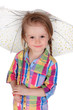 The little girl with an umbrella. Isolated on a white background