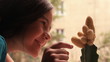 Girl touches a cactus. Experience acquisition.