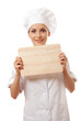 Photo: Chef In Uniform With Cutting Board Isolated On White Background Chef In Uniform With Cutting Board Isolated On White Background