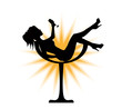 silhouette of a girl in a glass