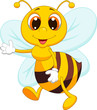 Cute bee cartoon waving