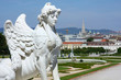 Sphinx statue and Belvedere garden in Vienna, Austria