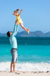 Father and daughter at beach