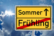 Schild - Jahreszeitenwechsel Frühling / Sommer mit Himmel