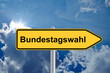 Wegweiser Bundestagswahl vor Himmel