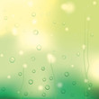 Drops of rain on yellow glass