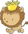 Cute Lion Cub Prince Vector Illustration Art