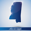 Vector: shiny icon in form of Mississippi state, USA shiny icon in form of Mississippi state, USA