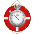 Red life preserver with stopwatch