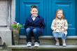 Kids outdoors in city