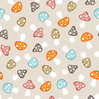 Seamless Pattern Mushrooms Retro