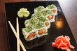 sushi with chopsticks