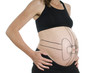 Bauch einer Schwangeren mit Geschenksmascherl