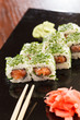 sushi with chopsticks