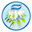 dental tools and tooth design elements. vector mesh illustration