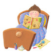 Boy reading bed time story