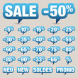 Icon Set "Sale Minus" Blue