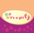 Greeting card with the birth of a girl.
