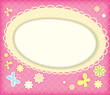 Greeting card with the birth of a girl. Application of the ova