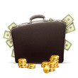 business briefcase full of money
