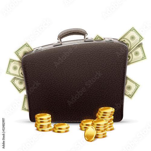 Vector: business briefcase full of money business briefcase full of money