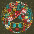 Vector: Black head woman with strange pattern on her hair. Black head woman with strange pattern on her hair.