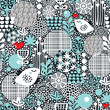 Vector: Cute seamless pattern with birds, hearts and flowers. Cute seamless pattern with birds, hearts and flowers.
