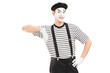 Male mime artist posing