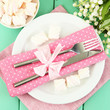 Photo: Table setting in white and pink tones Table setting in white and pink tones