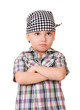 Sad boy isolated on white