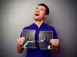 Man Holding The Torn Photo Wit...