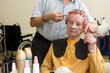 Grandmother in the hair salon