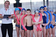 happy children group  at swimming pool