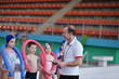 happy children group  at swimming pool