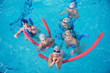 Photo: happy children group at swimming pool happy children group at swimming pool