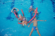 Photo: happy children group at swimming pool happy children group at swimming pool