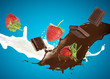 Photo: milk and chocolate splashing milk and chocolate splashing