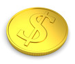 Golden coin isolated on white