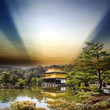 gold temple japan with nice sky