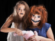Halloween face art on black background