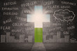 Illustration: Christian cross sign with writing on blackboard Christian cross sign with writing on blackboard