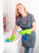 Woman washing sink