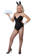 Sexy girl with rabbit ears and name sign on a tray