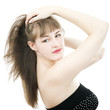 Portrait of  beautiful girl on white background.