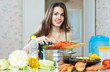  housewife cuts vegetables
