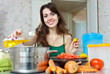  housewife cook with oil